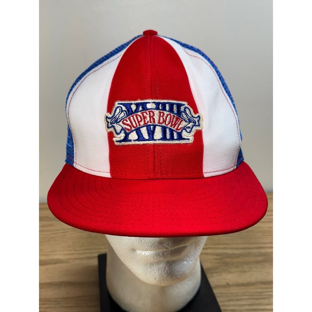 Vintage AJD Lucky Stripes 1984 Super Bowl XVIII Hat Snapback Truckers Cap‎ Mesh